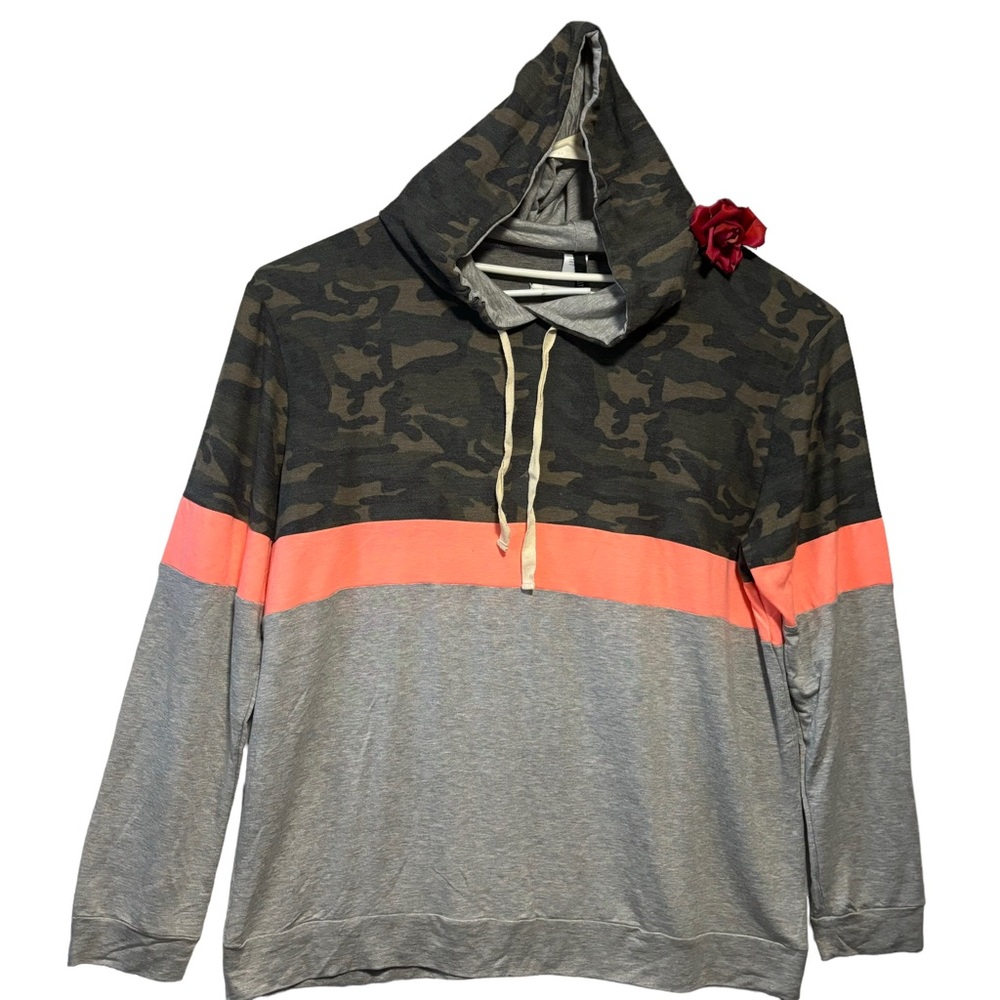 Lovely Souls Camo Peach Gray Colorblock Hoodie 3XL Like New